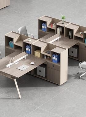 新款南美樱桃员约色办公桌工整工位开放式办公桌椅81238组合一套