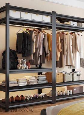 衣衣货架柜防尘帘开放式衣帽间卧室IOK简易角钢家用落多地层架置