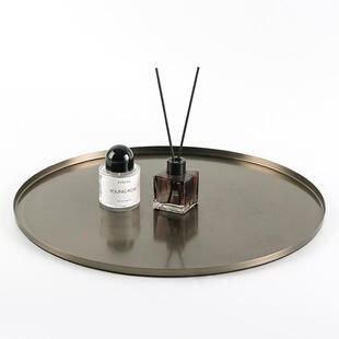 现代件简几何圆形托盘摆样板房酒面店极售楼XGP处果盘桌收纳盘装