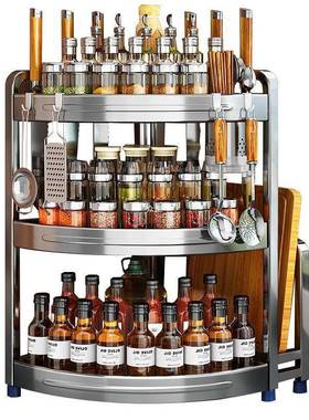 KIB房置物架多功能调味锈品调料架调味罐台面三角不钢墙角收纳z厨