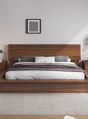 黑胡桃木床实木.8米现1代约双人床新中简式72587高箱储物卧室家具