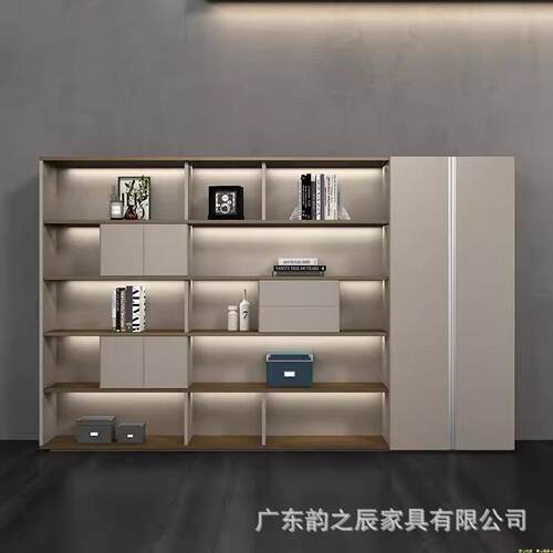 办家展具时尚公文件柜书柜灯带环轻奢落地书橱示储WDI物柜保大容