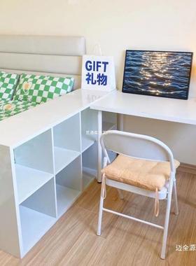 格子柜床边隔柜白色书架包置物架书柜收纳展示柜EEN半围柜子断储