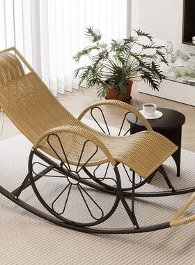 户外藤艺摇椅老人午躺椅户外睡庭FVO院藤椅藤休逍遥闲椅编床家用