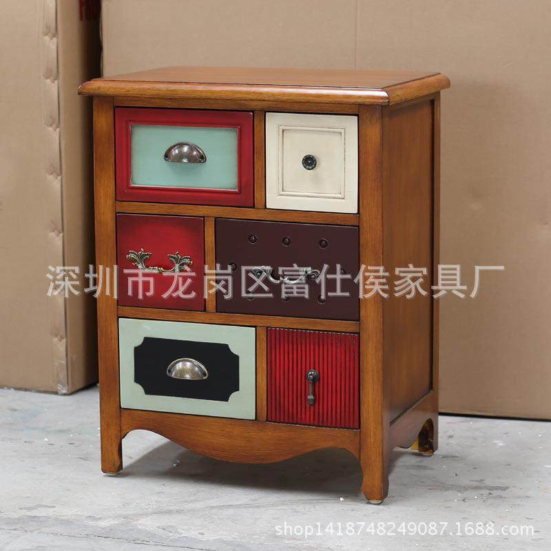 美式乡村复古斗柜储物柜子床边收纳柜床头柜小六斗抽屉柜卧室家具,收纳整理,烫衣板及配件,淘宝优惠券,粉丝福利购,淘宝优惠卷