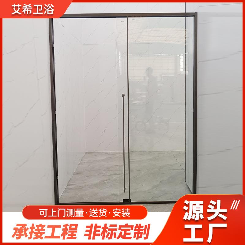 双移门淋浴房浴室玻璃一字型卫生间干湿分离隔断沐浴房门淋浴屏