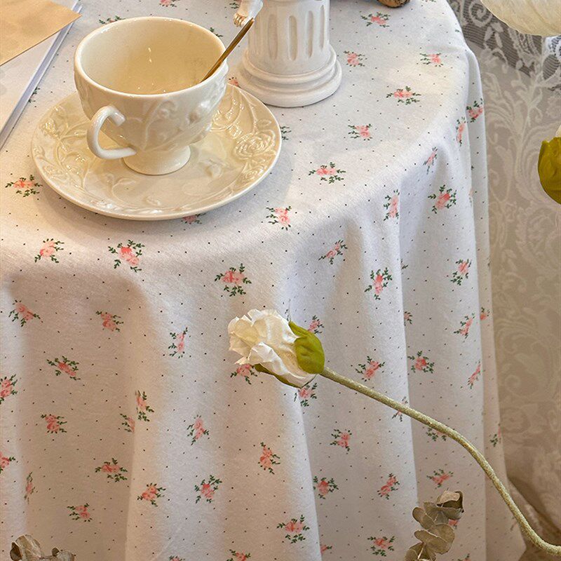韩式田园奶油风棉布小清新刺绣花边茶几餐桌布长方形台布防尘布