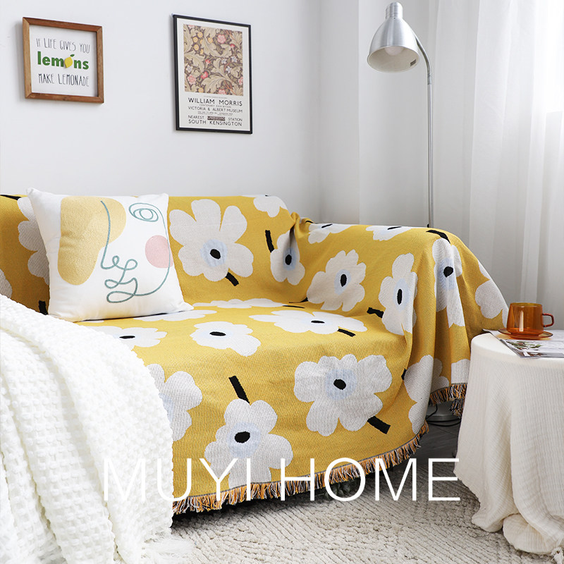 罂粟花沙发巾加厚防滑盖布沙发垫全包沙发罩客厅布艺双人座沙发套