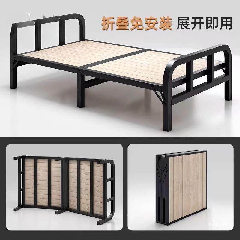 F2叠床单人实木床板家用成人简易床2实结折叠折铁床1.米小床UMR双