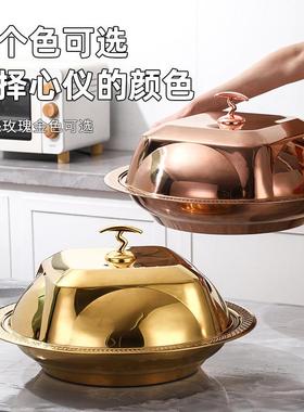 锈钢不牛FWR排盘套装带传菜盘镜面盖高酒店点心盖西餐上菜用盖盖