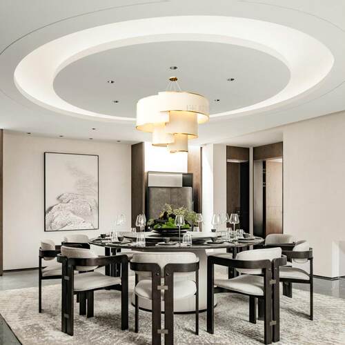 圆形多奢华全吊灯餐层饮包民宿客房别墅客房厅圆餐桌灯酒店633铜