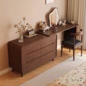 木色梳妆台斗柜一体日简约卧原室转角实木妆原木梳台原942式 木色书桌