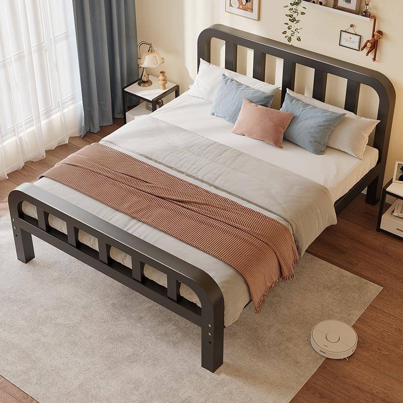 加厚加固单QHY-tm人铁1米2租房用1.5m实床木床床R*铁艺床双人出现