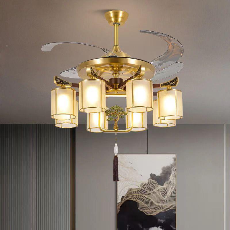 新中式客厅风扇吊灯中国体风简约大气餐厅室厢包吊扇灯卧一99613