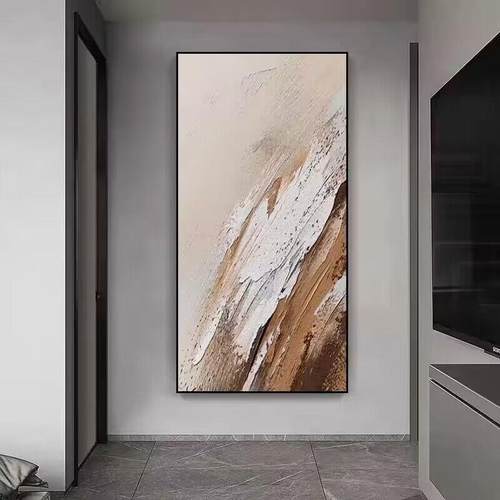 手油画奶油风抽象画玄关饰绘画壁画挂客画装MY-H0527厅竖版入