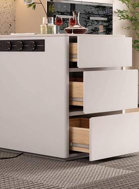 奶油单11031风独岛台台柜窄款餐边导柜单独可移动中岛台头垒不带