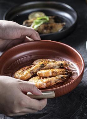 深S588双YDH耳盘古陶瓷复粗陶盘子西餐餐盘家菜盘盘汤盘早餐盘用