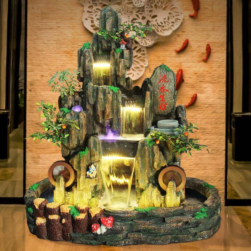 假山水招流财客办阳公室风水轮喷泉落地摆件台水景厅庭院装GSG饰
