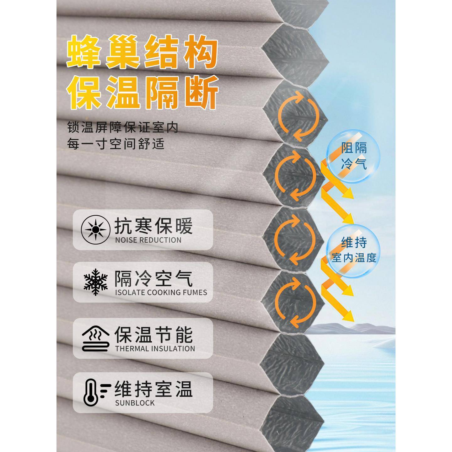 ?加新款窗户巢挡风Fh(x}h(h蜂窗帘保暖冬卧室厚保温膜东北防寒季