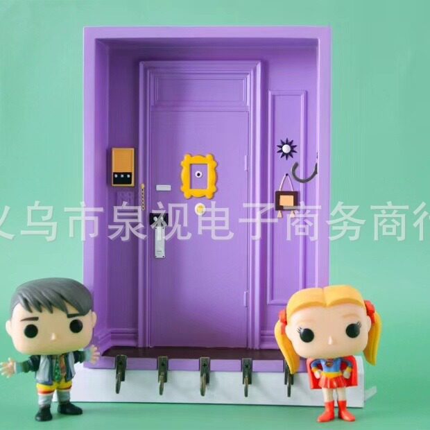 树脂家居装饰钥匙收纳架门后挂钩玄关紫盒木质工艺品墙上置物架