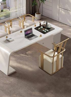 现代简约合新BUI款岩板茶桌组时尚设椅计感家台用办公一体阳泡茶