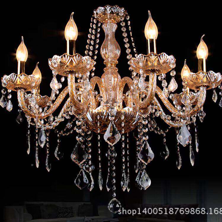 欧式厅灯烛水晶吊灯客餐厅卧室灯具L蜡E8052D灯酒店婚庆吊别墅灯
