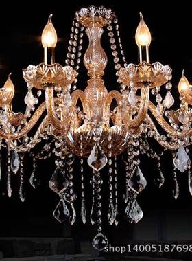 欧式厅灯烛水晶吊灯客餐厅卧室灯具L蜡E8052D灯酒店婚庆吊别墅灯