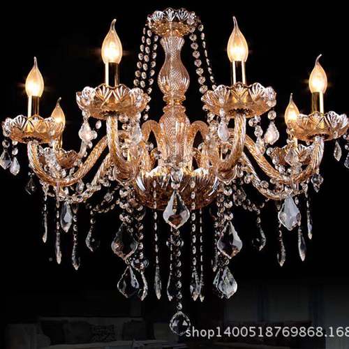 欧式厅灯烛水晶吊灯客餐厅卧室灯具L蜡E8052D灯酒店婚庆吊别墅灯