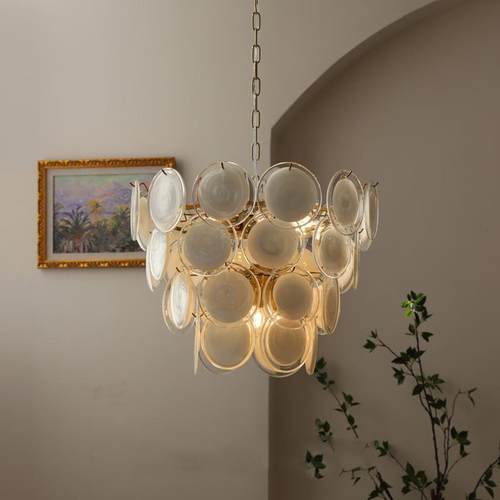 轻奢后现代简约主卧室玻璃吊灯美式复古法式客厅餐厅灯装饰中古灯