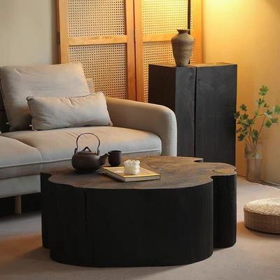 北欧诧寂风简约木墩茶几民宿圆茶台碳化艺术创意不规则原木泡茶台