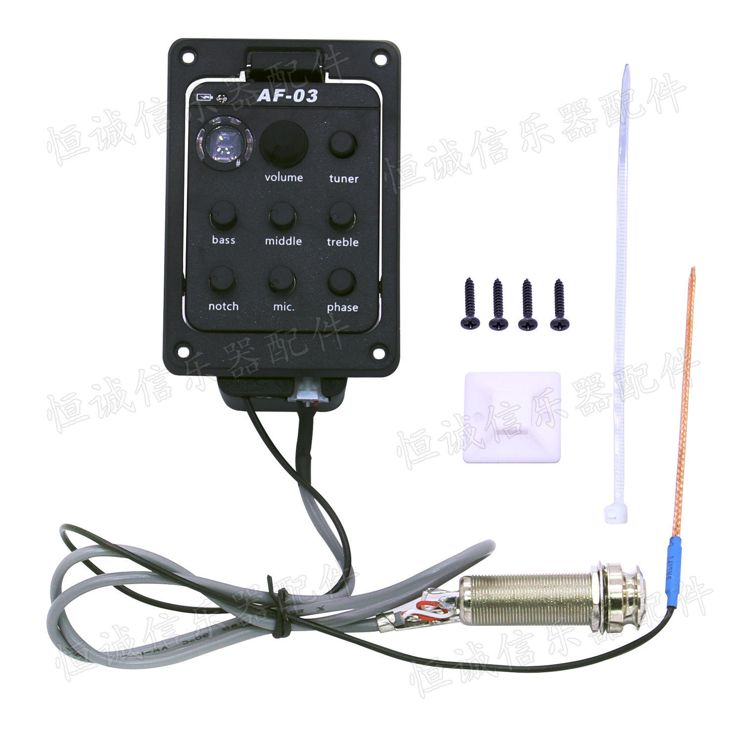 AF-03木吉他拾音器EQ古典民谣木吉他指弹打板双输入eq拾音器批发
