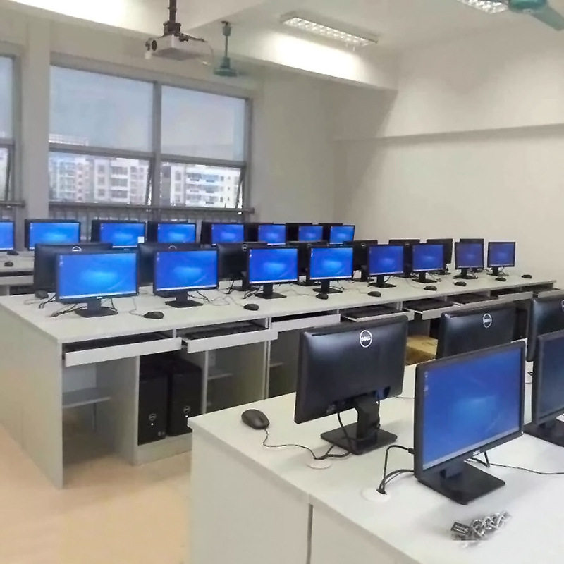 微机室双人台式电脑桌板式学生电脑台两人培训桌学校桌子办公桌