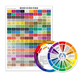 多功能色轮卡12色相环调色配方比例参考海报挂图表三原色盘设计家