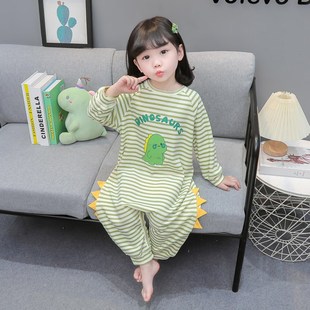 女童连体睡衣宝宝全棉长袖防着凉睡袋婴儿家居服女孩儿童秋季爬服