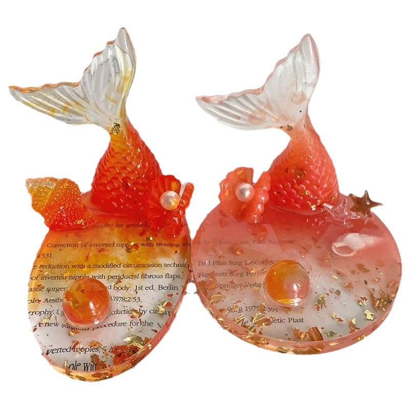 滴胶成品便携手机支架海洋风人鱼尾夜灯卧室玄关摆件定制闺蜜礼物