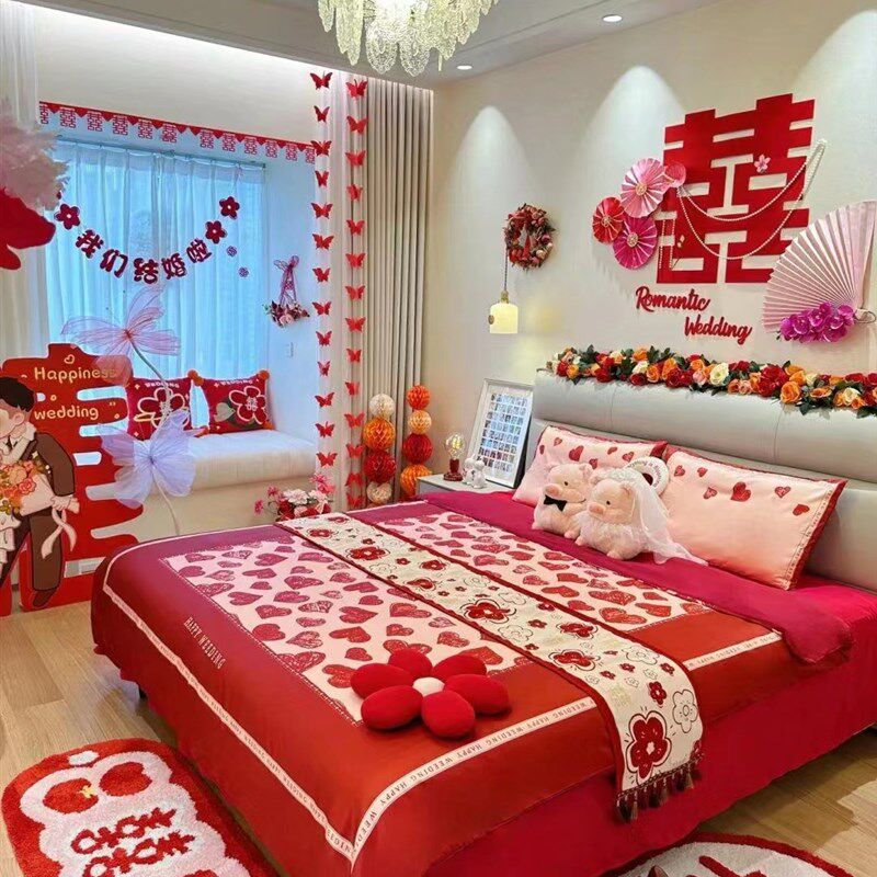 家用喜庆植绒地毯入户门吸水防滑脚垫卫生间浴室柔软植绒地毯