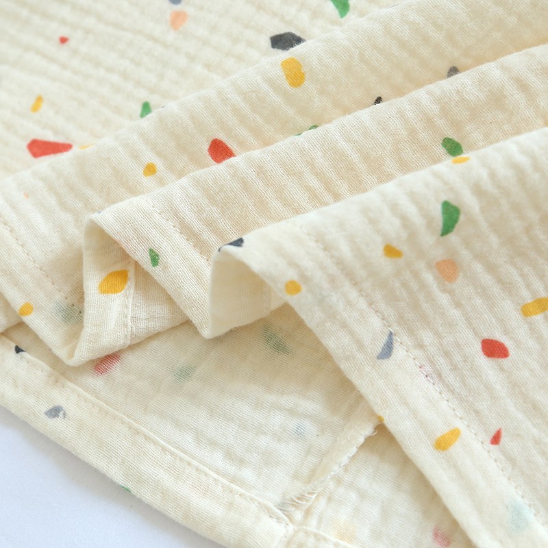 夏薄纯棉泡泡棉纱布甜美彩色点套头宽松全棉背心裙无袖睡裙睡衣女