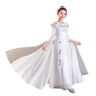 儿童礼服公主裙女童模特走秀国潮礼服中国风学生主持弹古筝演出服
