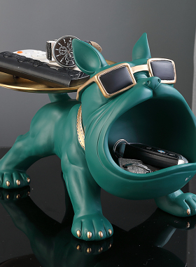 入户恶霸犬收纳托盘放钥匙的摆件玄关置物架门口壁柜鞋柜高档装饰