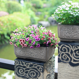 汉韵堂长方形绿植花盆阳台装饰长条绿萝水培户外花槽庭院花园布置
