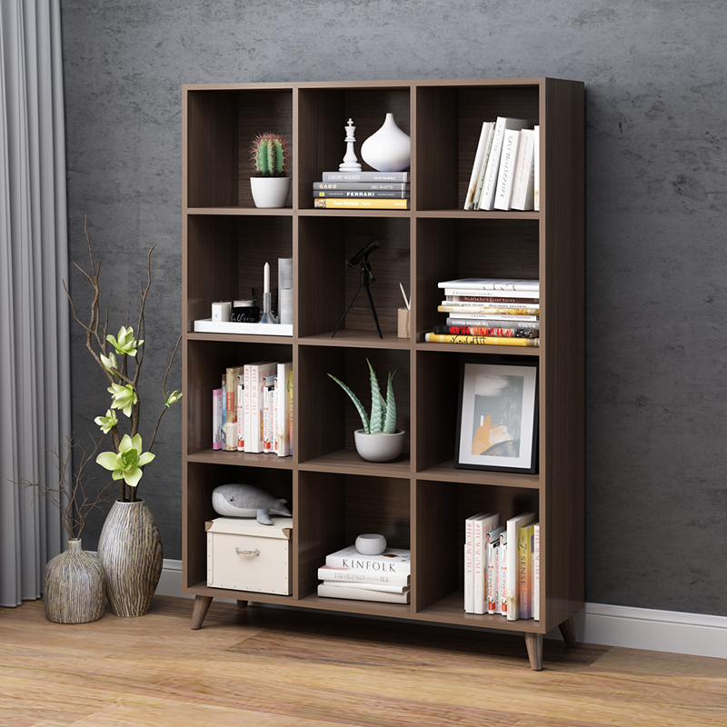 实木儿童书柜客厅书架置物架日式落地矮书架电视柜组合收纳格子柜