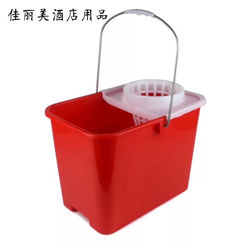 广东珠江地拖桶加大加厚长方形拖把桶手压挤水桶红色家务塑料拖桶