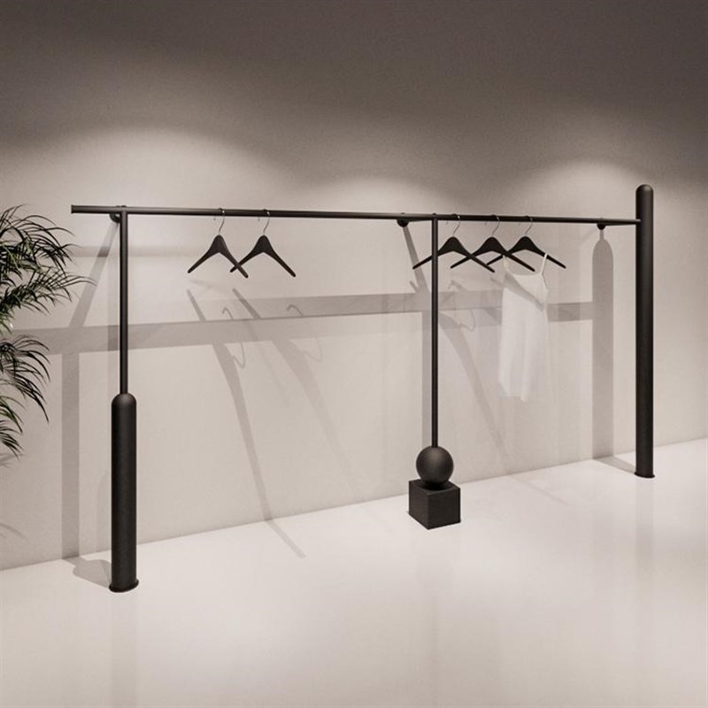 简约女装货架黑色服装店衣服展示架落地壁挂加粗挂衣架上墙陈列架
