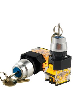 钥匙旋钮开关LA3811Y/2 20Y/3 2档3档 自复自锁选择按钮开关 22MM