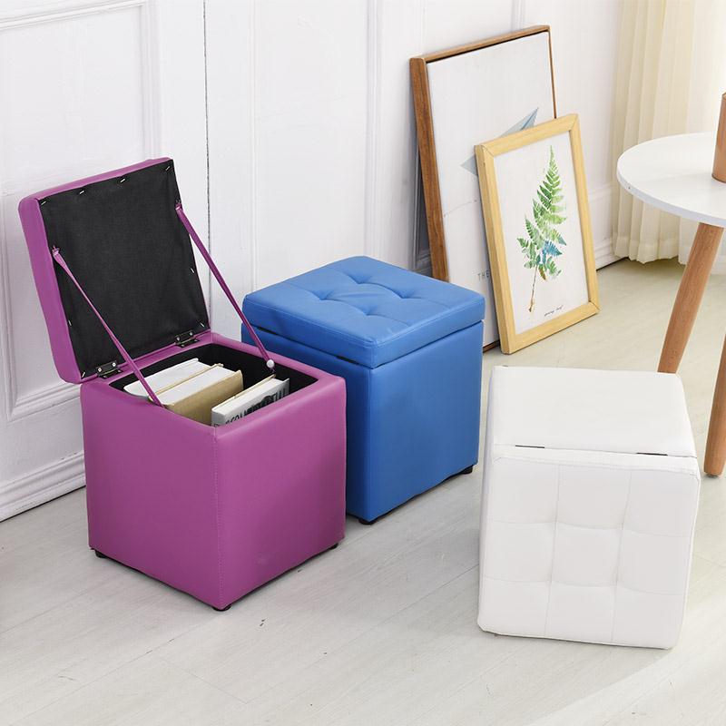 储物凳家用收纳凳子简约百搭垫脚凳沙发创意矮凳多功能网红小板凳