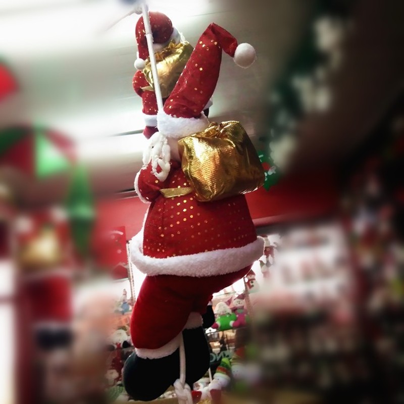 圣诞装饰品降落伞圣诞老人爬绳 跳伞老人橱窗吊顶挂件爬绳老人挂