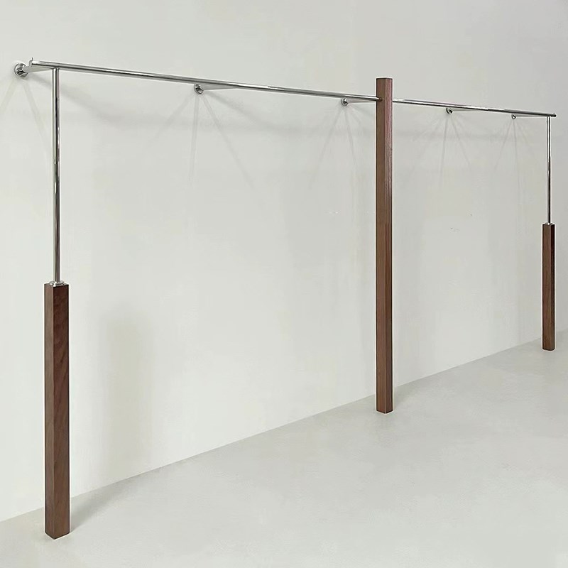 服装店展示架上墙挂衣杆胡桃实木女装店货架童装店陈列货架子定制