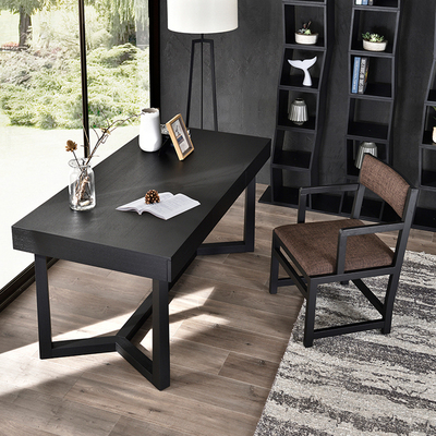 北欧风格布艺书桌椅客厅卧室实木餐椅家用书椅电脑椅扶手靠背椅