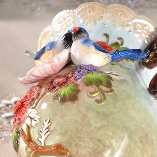 欧式中式花鸟陶瓷大花瓶桃花扇喜鹊新居摆设工艺花插高档家居礼品