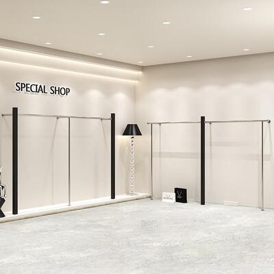服装店展示架黑色简约不锈钢落地式侧陈列架女装店衣服上墙挂衣架